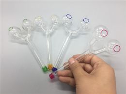 Double Colorful glass Oil Burner pipe ART Smoking Tube tobacco water pipe smoke oil tube pipe