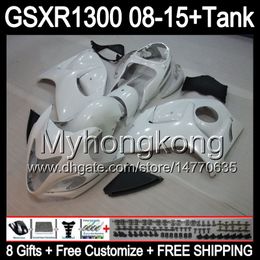 gloss white 8gifts For SUZUKI Hayabusa GSXR1300 08 15 GSXR-1300 14MY183 GSXR 1300 GSX R1300 08 09 10 11 12 13 14 15 gloss white Fairing Kit