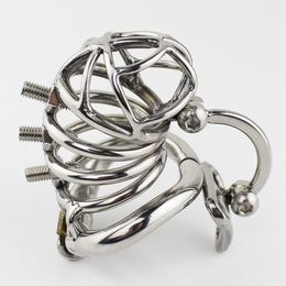 sex massagerMale Chastity Belt Stainless New Design Steel Chastity Cage Metal Penis Lock With Adjustable Testicular Separated Hook Device