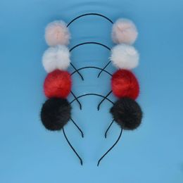 Women Girls 6cm Soft Furry Pompon Ball Headbands Hairband Hair Accessories #R70