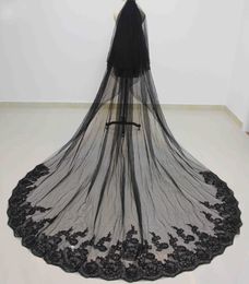 Real Photos Black 3 Meters 2 Layers Bling Sequins Long Wedding Veil WITH Comb New Bridal Veil Bridal Accessories