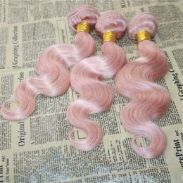 New Arrival Pink human Hair bundles Brazilian Hot Pink Body Wave Hair Extension 3Pcs/Lot Rose Pink Hair Weft