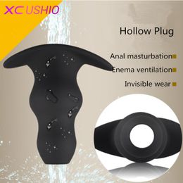 Silicone Anal Plug Hollow Butt Plug Enema Anal Beads Anal Sex Toys for Woman Men Prostate Massager Adult Gay Products 0701