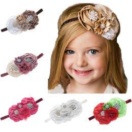 Colourful Satin Newborn Baby Flower Headbands 2017 Soft and Stretchy Elastic Cute Infant Toddler Head Bands for Weddings Party Birthday