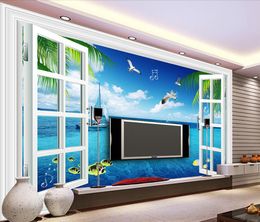 Dream windows window view sea living room TV backdrop wall mural 3d wallpaper 3d wall papers for tv backdrop