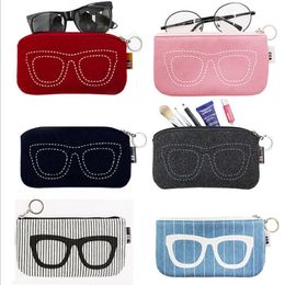 100pcs Cosmetic Bags Wool Felt Cloth Eyeglass Case Women Sunglasses Boxes Children Zipper Makeup Bag