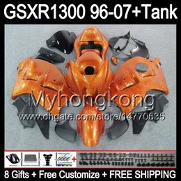 8gift For SUZUKI Hayabusa GSXR1300 96 97 98 99 00 01 silver flames 13MY47 GSXR 1300 GSX-R1300 GSX R1300 02 03 04 05 06 07 TOP orange Fairing