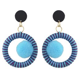 idealway 5 Colours Statement Drop Earrings Pom Pom Ball Ethnic Thread Wrapped Earrings Jewellery Accessories