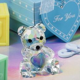 50PCS Baby Boy Shower Favours Choice Crystal Collection Blue Teddy Bear Figurines in Gift Box Newborn Christening Baptism Birthday Souvenir