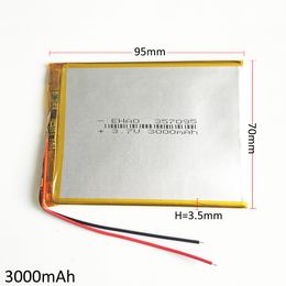 EHAO 357095 3.7V 3000mAh Lithium Polymer LiPo Rechargeable Battery For PAD mobile phone GPS power bank Camera E-books Recoder TV box