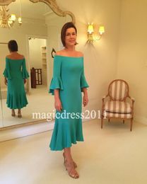 Romantic 2019 Mother Of The Bride Dress Green Beach Wedding Mother's Groom Dress Mermaid Off-Shoulder Wedding Guest Dress for Party Wear