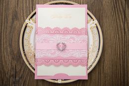 wedding invitations laser cut wedding invitations wedding invitation party favors pink lace Blank Inside and Envelope Party Decoration