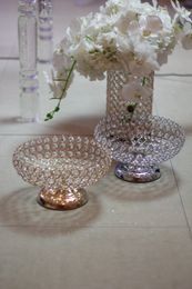 Wholesale Dimeter 26cm Crystal Bead Fruit tray plate bowl stand wedding Centrepieces