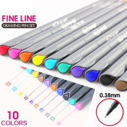 STA 10 Colors Set 0.38MM Fine Liner Colored Marker Pens Watercolor Based Art Markers For Manga Anime Sketch Drawing Pen