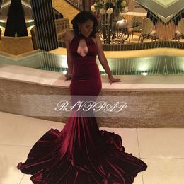 Burgundy African Long Prom Dress Elegant Mermaid Formal Black Girl Graduation Evening Party Gown Plus Size Custom Made