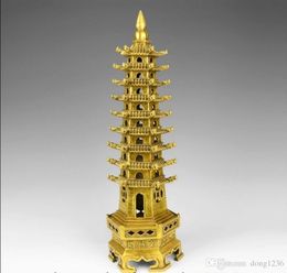 Tibet Buddhism Brass Copper Temple Nine Floor Wenchang Tower Pagoda Stupa Statue