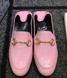 Alta qualidade de couro genuíno 2 vias corrediças sapatos rosa preto ocasional loafter moda mulheres homens unsex