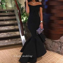 High Quality Black Off The Shoulders Mermaid Long Evening Dress Sexy Formal Reception Prom Party Gown Custom Made Plus Size