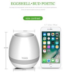 2017 Lates TOKQI Bluetoth Smart Touch Music Flowerpots Plant Piano Music Playing Wireless Flowerpot Colourful light Flower pots(whitout Plant