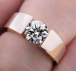 New high quality rose gold Plated CZ diamond rings Top Design engagement Band lovers Ring for Women Men