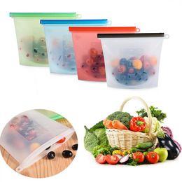 Reusable Silicone Food Fresh Bag Wraps Fridge Storage Containers Refrigerator Tool Kitchen Colored Zip Bags 4 Colors FMT2132