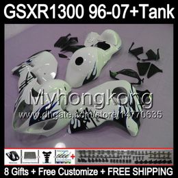 8gift For blue flames SUZUKI Hayabusa GSXR1300 96 97 98 99 00 01 13MY126 GSXR 1300 GSX-R1300 GSX R1300 02 03 04 05 06 07 Fairing gloss white