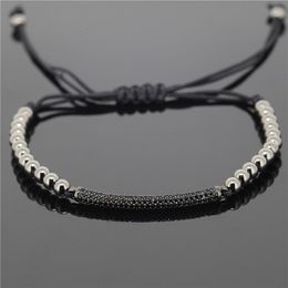 Wholesale-1PC Fashion Anil Arjandas Micro Pave CZ Charm Men's Bracelets Famous Trendy Braiding Beads Macrame Bracelets Jewellery