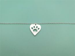 Cute Pet Heart Paw charm Bracelet Love Heart and Paw Bracelet Memorial Animal Puppy Bear Cat Dog Palm Print Bracelets