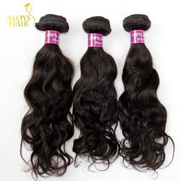 Indian Water Wave Wavy Virgin Hair Weave Bundles 3Pieces Lot Unprocessed Raw Virgin Indian Remy Natural Wave Wavy Human Hair Weave Bundles