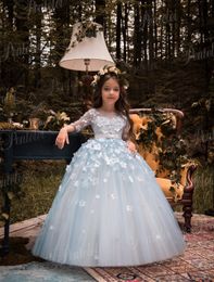 vestidos de primera comunion 2019 Penlelei Kids First Communion Dresses for Little Girls Long Cute Flower Girl Dress with Hand Made Flowers