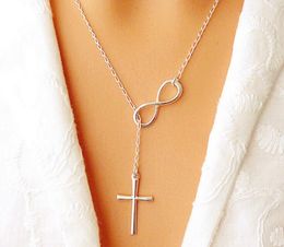 -2017 neue Mode Infinity Cross Anhänger Halsketten Hochzeit Party Event 925 Silber Überzogene Kette Elegante Schmuck für Frauen Damen
