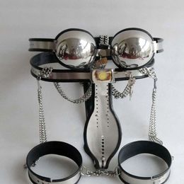 male stainless steel chastity belt 3pcs/set(chastity device panties+bra+thigh ring) bdsm men metal bondage sex products for man