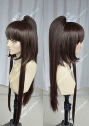 Wholesale free shipping >>>>Fashion Loli Cosplay Party Wig GODSEATER Dark Brown Clip Ponytail Full Wig Hair