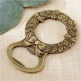 Free Shipping 50PCS Gold Botanical Wreath Bottle Opener Wedding Favours Bridal Shower Party Gift Event Souvenir Giveaways