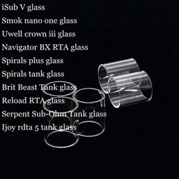 iSub V Nano One Crown 3 Navigator RTA Spirals Plus Brit Beast Reload Serpent Sub Ohm Ijoy RDTA 5 Replacement Glass Tube
