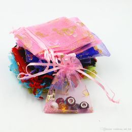 9*12cm (3.5' *4.7') Gift bag Organza drawstring bags wholesale Candy bags Jewelry Package bags Wedding gifts multi colors 500pcs a lot.