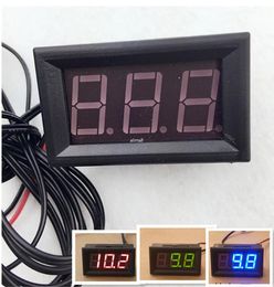 Freeshipping 100pcs/lot -50~110C Digital Thermometer tester With Temp Probe 12V Temperature LED Detector Metre