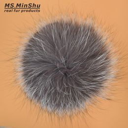 Natural Fox Fur Pompom with snap 100% Real Fox Fur Pom Poms Big Fox Balls for caps Beanies Cap Fur Balls Keychains Ms.MinShu