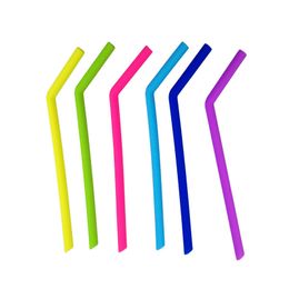 24.5cm Length Coloured Food Grade Silicone Straw Silica Gel Drinking Straw Juicing Smoothies Milkshakes Bar Party Supplies ZA3917