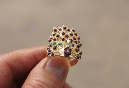 Copper alloy Mosaic Colour crystal peacock ring. The ring is pretty lady's favorite.