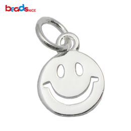 Beadsnice 925 sterling silver circle pendants smiling face charms happy charm cute smile face DIY finding ID 35627