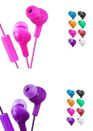 Wholesale 3.5mm HA-FR6 for iphone 7 6 5 Gummy Headphones Headset Remote and Mic Colorful 8 color DHL free shipping