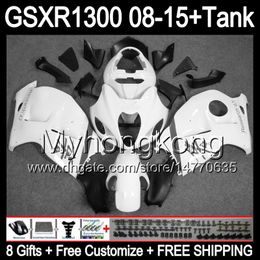 8gifts For SUZUKI Hayabusa GSXR1300 08 15 GSXR-1300 14MY172 gloss white GSXR 1300 GSX R1300 08 09 10 11 12 13 14 15 Fairing black white Kit