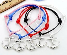 Free Ship 100pcs Anchor String Lucky Red wax Cord Adjustable Bracelet NEW HOT