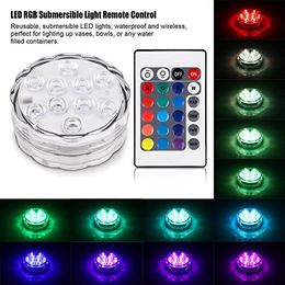 Umlight1688 Submersible LED Lights with Remote Battery Powered Qoolife RGB Multi Colour Changing Waterproof Light for Vase Base,Floral,