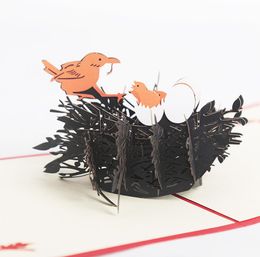 10pcs Hollow Bird Nest Handmade Kirigami Origami 3D Pop UP Greeting Cards For Wedding Birthday Party Gift