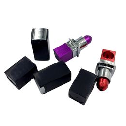 Lipstick Smoking Pipe Fashion Women Portable Metal Pipes for Tobacco Cigarette Cigar Red and Purple Colours