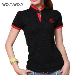 Wholesale-2016 Fashion Solid Cotton T Shirt Women V-neck Slim T-shirt Women Brand Black Red Punk Tops Tee Shirt Femme Plus Size 3036