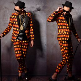 (jacket+pants) new male suit singer dancer star stage costumes prom clothing men's tide slim blazer coat ninth pants trousers 2 pieces sets