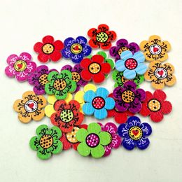 Wooden Buttons 20mm flower lovely 2 holes for handmade Gift Box Scrapbook Craft Party Decoration DIY favor Sewing Accessories